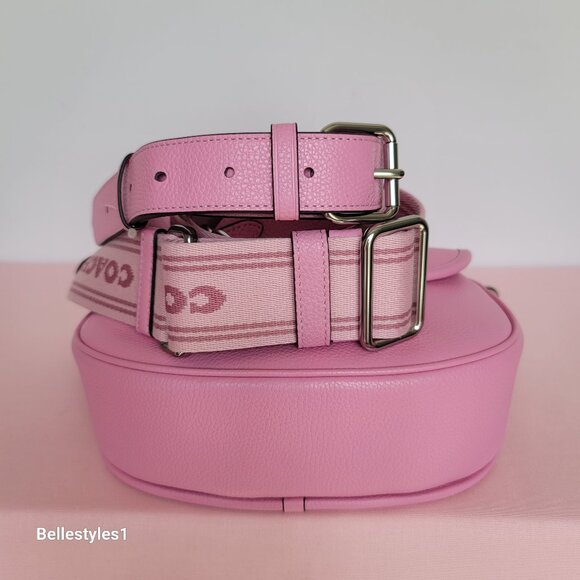 COACH Willow Saddle Pebbled Leather Saddle Crossbody Bag- Vivid Pink 🎈$265. - Picture 10 of 16